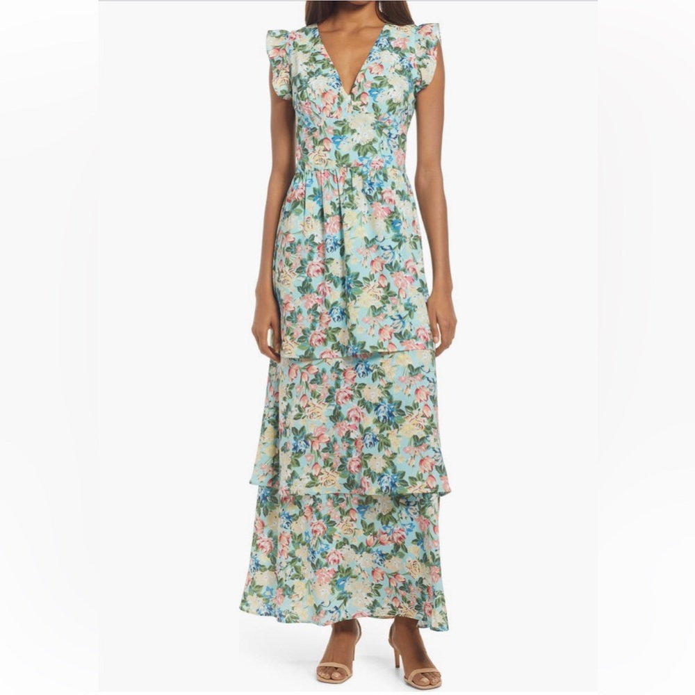 Nordstrom V Neck Tiered Maxi Dress
